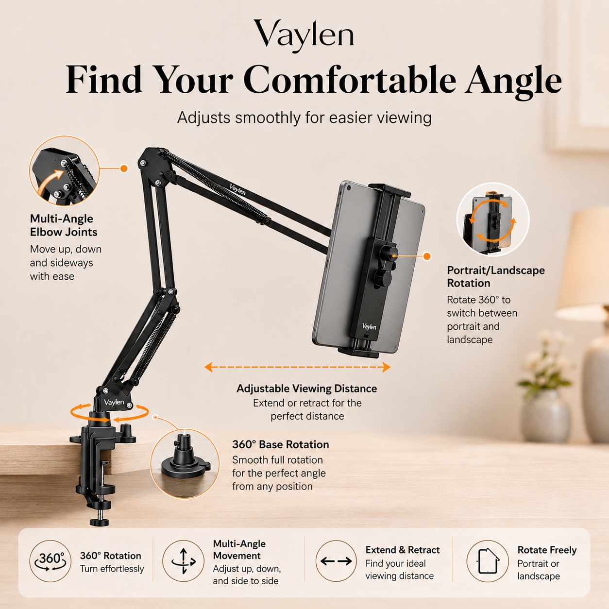 Vaylen EasyView™ - Hands-Free Phone & Tablet Mount